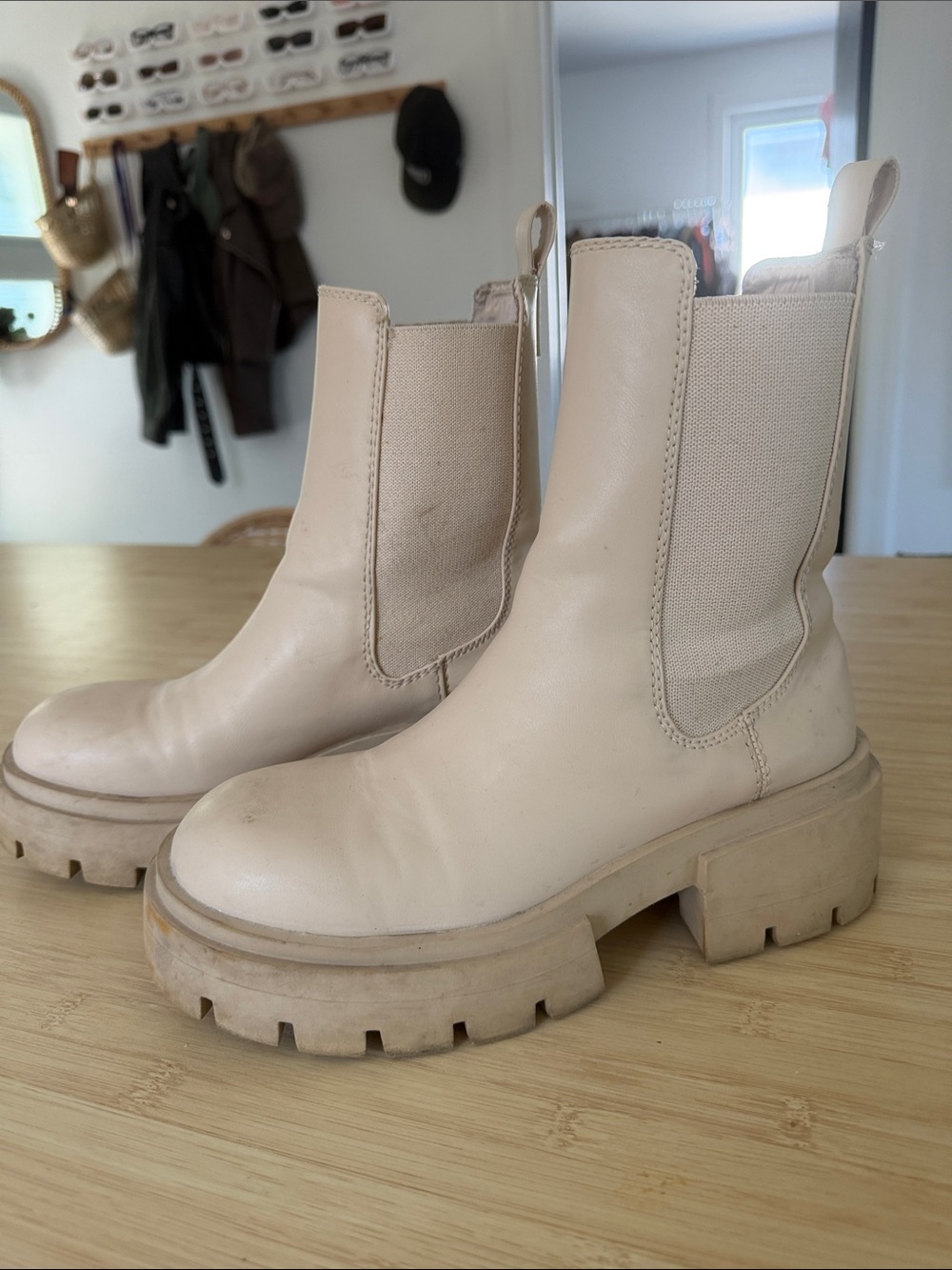 H&M Cream Chunky Chelsea Lug Booties